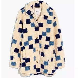 Madewell Belrose Checkerboard Fleece Sherpa Shirt Jacket